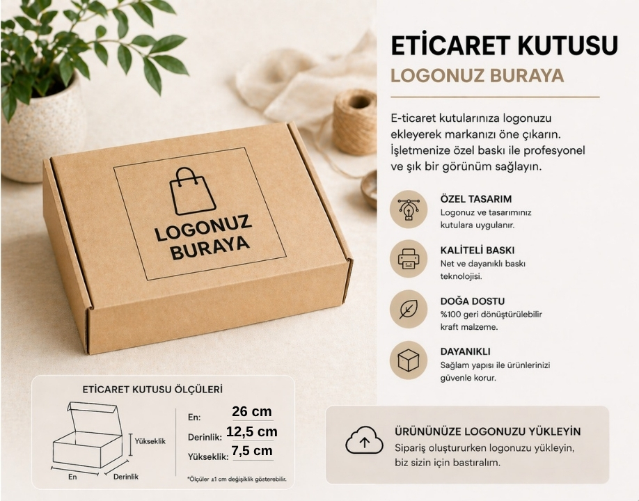 BASKILI  E-TİCARET KUTUSU 26*12,5*7,5